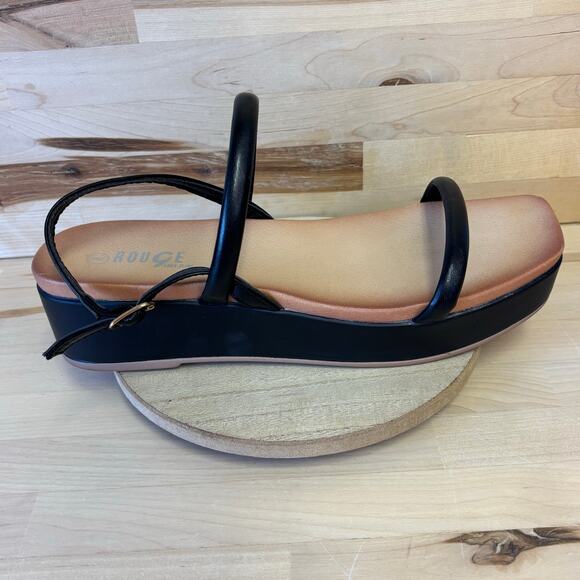 ROUGE Black Platform Sandals Women’s 8M - Picture 1 of 8